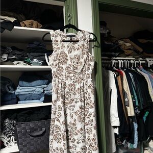 White House Black Market Brown Floral Midi Dress